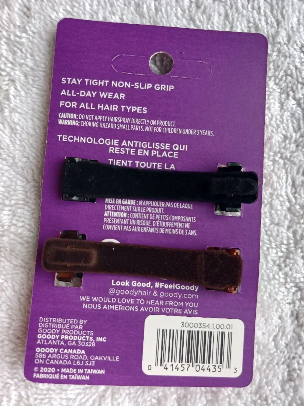 2 Packs - 2 Goody Slideproof Velvet Plastic Stay Put Secure Fit Hair Barrettes